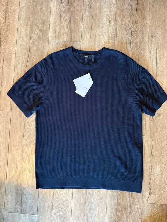 Theory Other - Theory Navy Short-Sleeve Textured Crew Tee